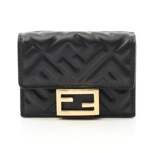 Fendi Tri Leather Baguette Wallet Black
